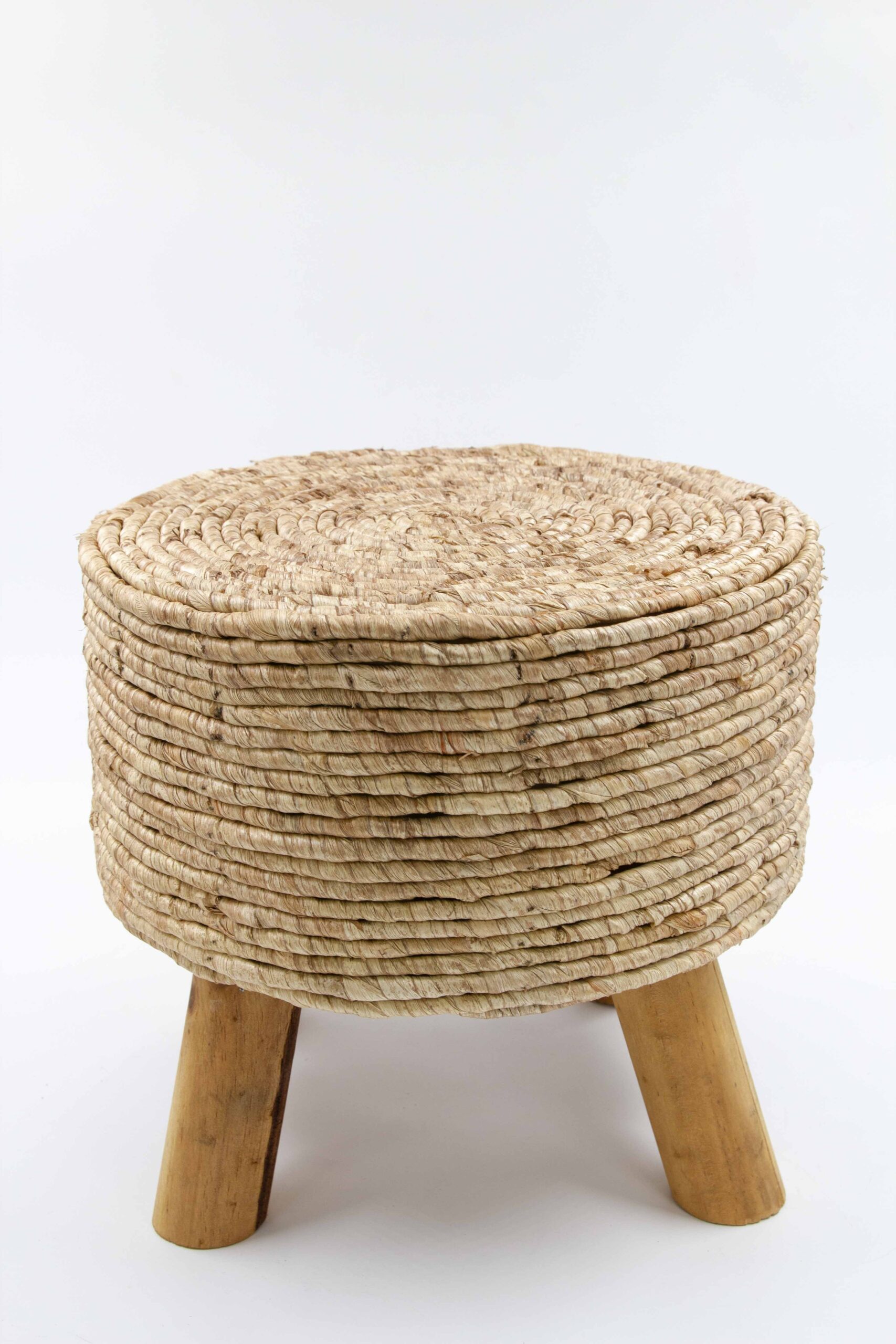 שרפרף עץ וקש WOVEN