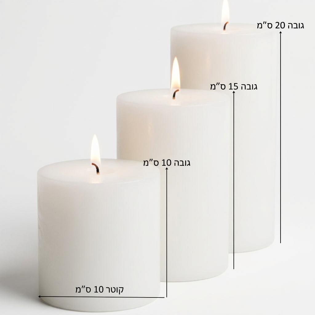נר לא ריחני לבן קוטר 10 ס"מ