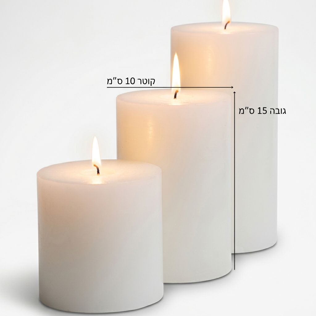 נר לא ריחני לבן קוטר 7 ס"מ