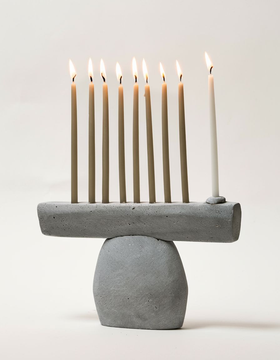חנוכית בטון על רגל 25*15 ס"מ
