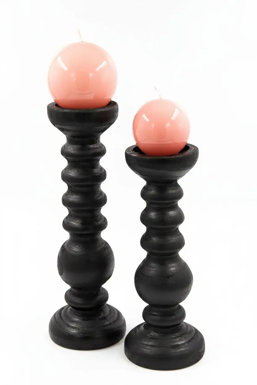 פמוט עץ שחור CANDLE פמוט עץ שחור CANDLE