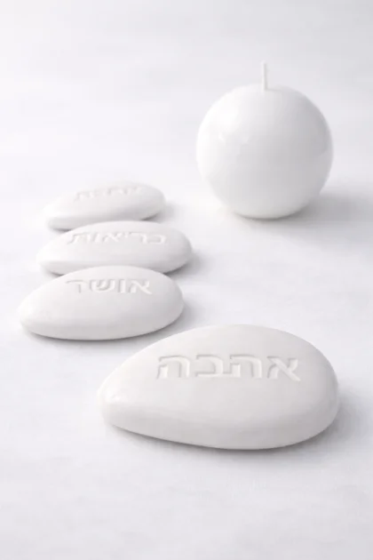אבן קרמיקה אהבה לבן